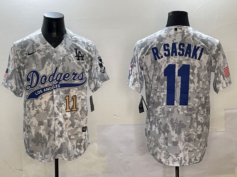 Men Los Angeles Dodgers 11 R.Sasaki Camo Jointly Name Game 2025 Nike MLB Jersey style 2